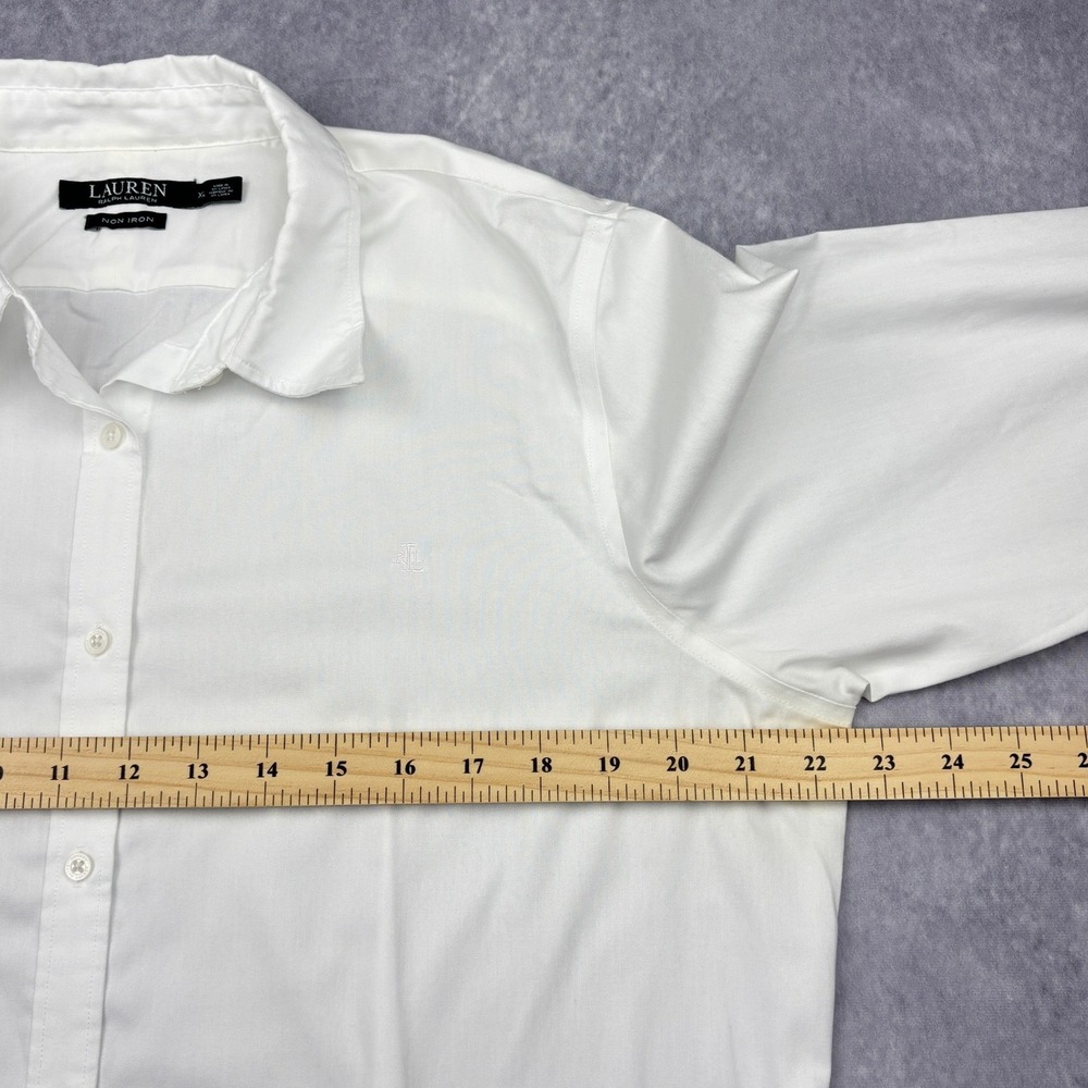 Lauren Ralph Lauren Shirt Womens XL White Non Iron Cotton Button Down Blouse LRL - Picture 3 of 7